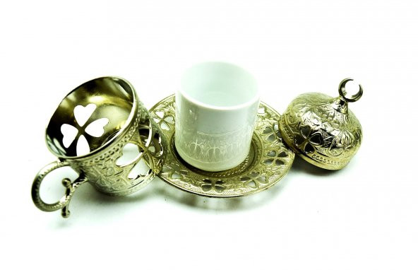 Pysco py8813 Döküm Dekoratif Gümüş Rengi Altılı Kahve Seti