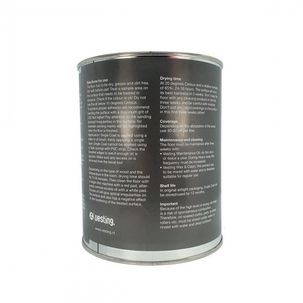 Vesting Ahşap Yağı Boyası Coat Grey 1 Litre - 2