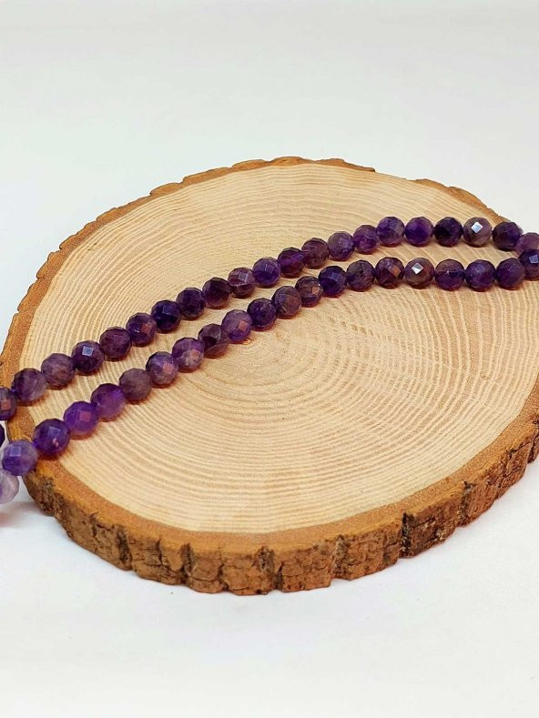 Ametist Taşı Koyu Renk Faset Kesim Dizi 8mm ürün görseli