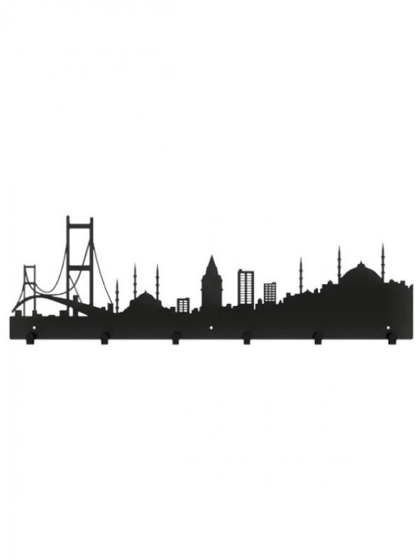 Dekoratif Metal Siyah Duvar Kapı Askısı Elbise Askısı İstanbul Model Askılık - 4