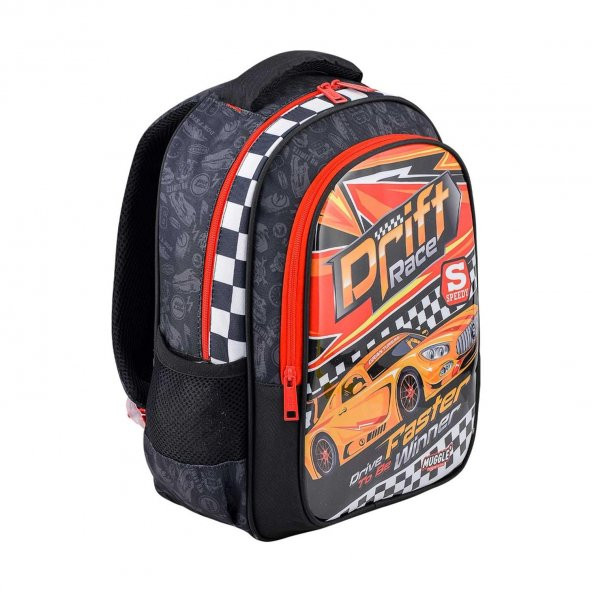 Muggle Okul Çantası Drift Car Siyah Erkek Çocuk İlkokul Çantası - Resim 2