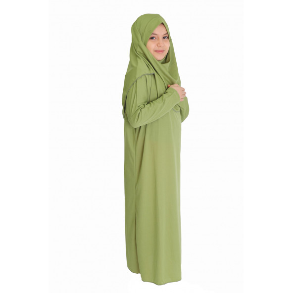 FISTIK YEŞİLİ FERMUARLI NAMAZ ELBİSESİ - 2