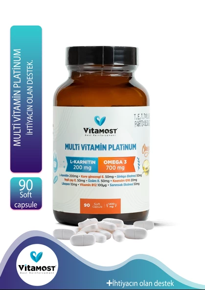 MULTİ VİTAMİN PLATİNUM 90 SOFT JEL KAPSÜL 1400 MG