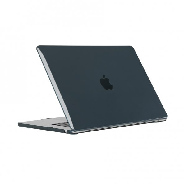 KNY Apple Macbook 15 inç Air 2023 M2 A2941 İçin Msoft Kristal Ön Arka Koruyucu Kapak Siyah