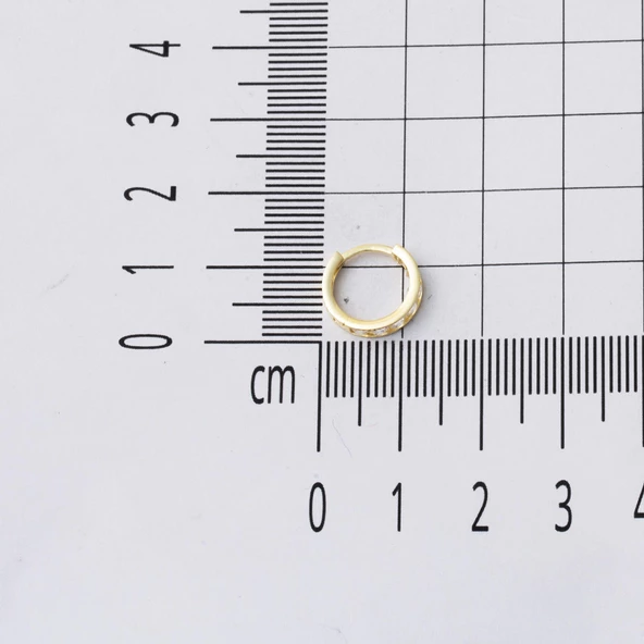 Beyaz Taşlı Halka 14 Ayar Altın Kız Çocuk Küpesi - Resim 5