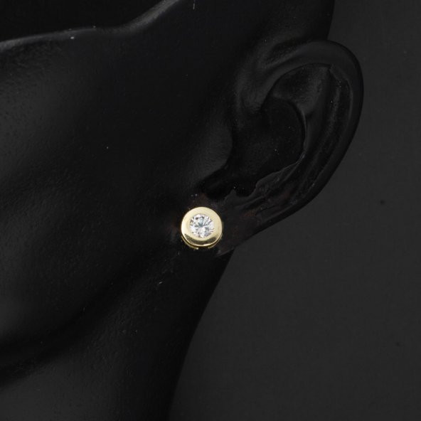 Yuvarlak Tek Taşlı 14 Ayar Altın Takı Seti - Resim 4