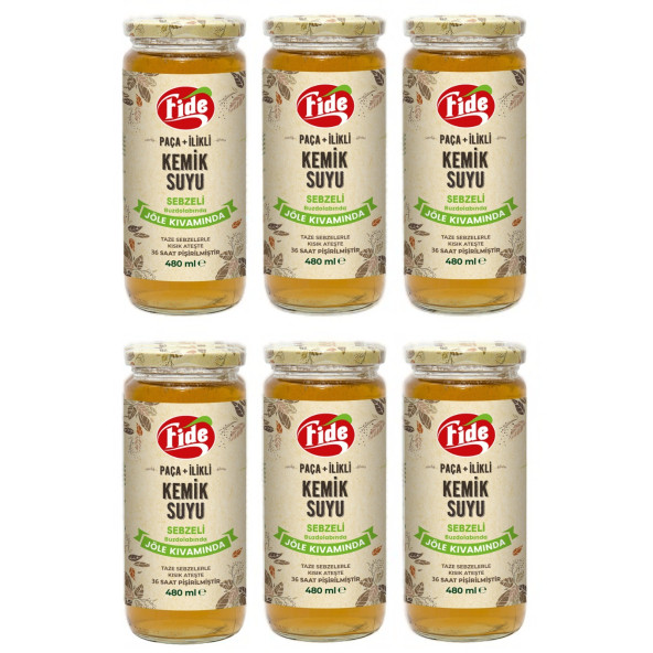 Fide Paça + İlikli Kemik Suyu Jöle Kıvamında Sebzeli 6 X 480 ML