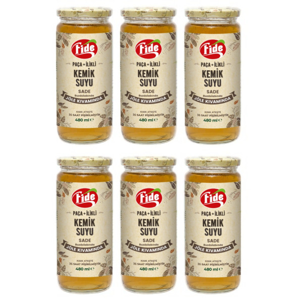 Fide Paça + İlikli Kemik Suyu Jöle Kıvamında Sade 6 X 480 ML