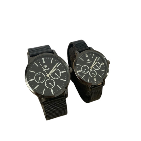 SPolo Siyah Hasır Mıknatıslı Kordon  Çift Kol Saati - 2