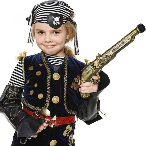 Eskitilmiş Desenli Plastik Oyuncak Korsan Tabancası 40 cm - Resim 2