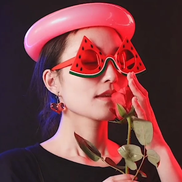 Parti Aksesuar Hawaii Konsept Karpuz Temalı Parti Gözlüğü 17x8 cm ürün görseli 1