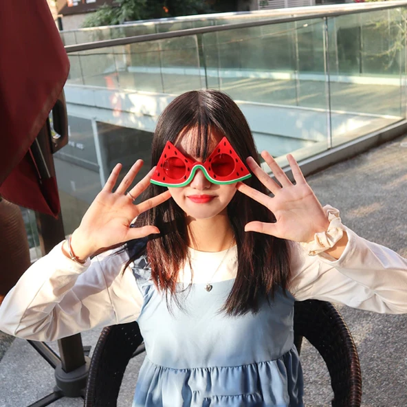 Parti Aksesuar Hawaii Konsept Karpuz Temalı Parti Gözlüğü 17x8 cm - Resim 2