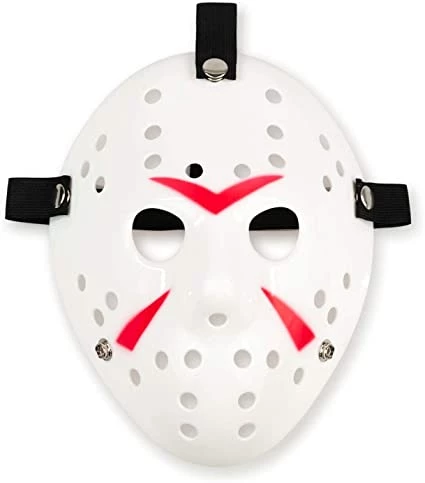 Beyaz Renk Kırmızı Çizgili Tam Yüz Hokey Jason Maskesi Hannibal Maskesi - 4