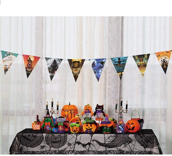 Parti Cadılar Bayramı Halloween Bayrak Banner Süs 8 li 3 Metre - Resim 2