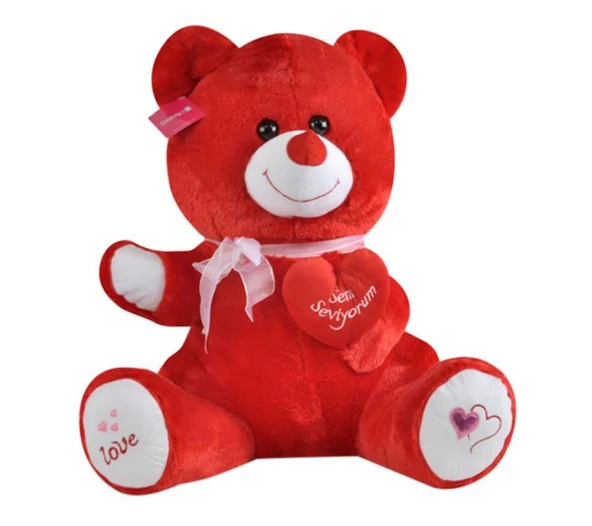 Tıkıl Ayı 57 cm Kırmızı Kalpli Pelüş Ayı Sevgiliye Hediye ürün görseli 1