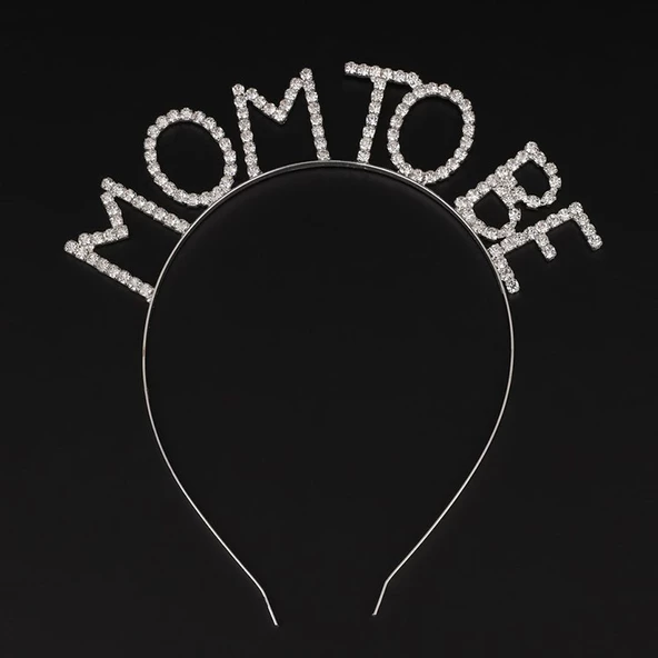 Parti Gümüş Renk Metal Taşlı Mom To Be Taç Baby Shower Anne Tacı - Resim 3