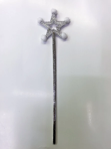 Parti Malzemesi Yıldız Peri Asası Sihirli Değnek Beyaz Ponponlu ürün görseli 1