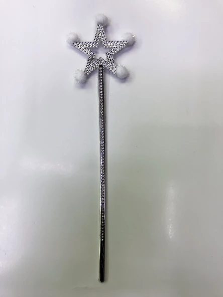 Parti Malzemesi Yıldız Peri Asası Sihirli Değnek Beyaz Ponponlu - Resim 2