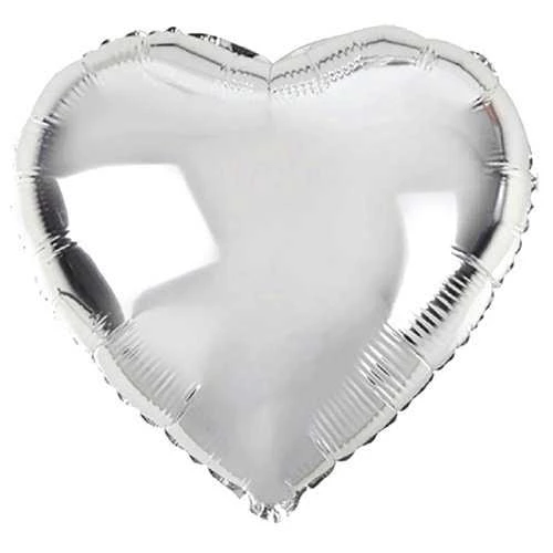 Parti Kalp Şekilli Gümüş Renk Toptan Folyo Balon 45 cm 10 Adet - 2