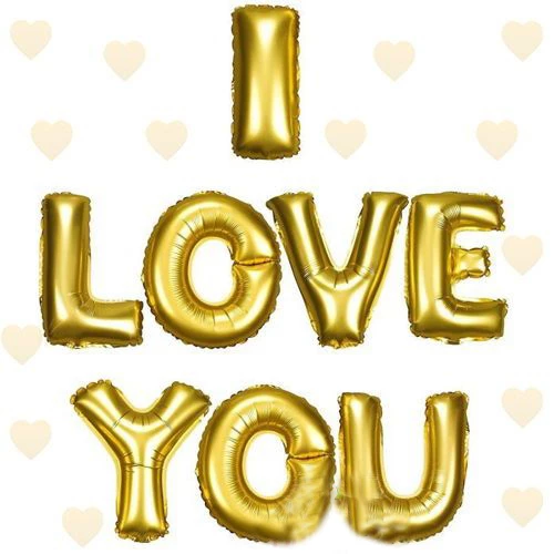 Parti Balon I Love You Folyo Balon Altın Renk 35 CM - 3