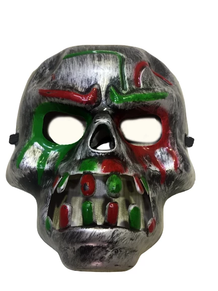 Kırmızı Kan Şeritli Dişli Dracula Kuru Kafa Maskesi Gri Renk ürün görseli