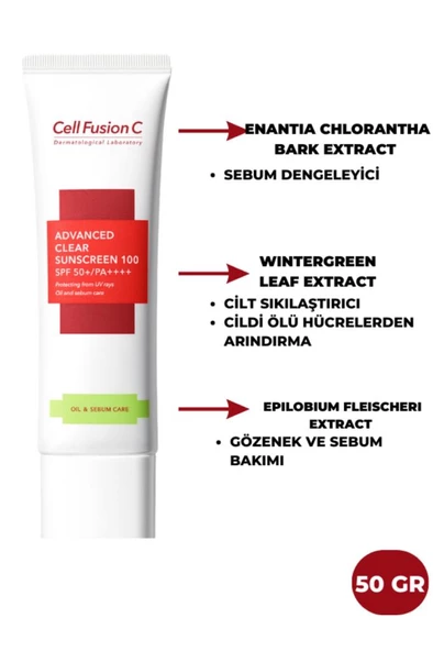 Cell Fushion C Advanced Clear Güneş Kremi Yağlı Ciltler İçin 50 ML - 2