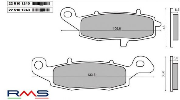 SUZUKI DL 650 V-STORM ÖN SOL FREN BALATA RMS SİNTER METAL