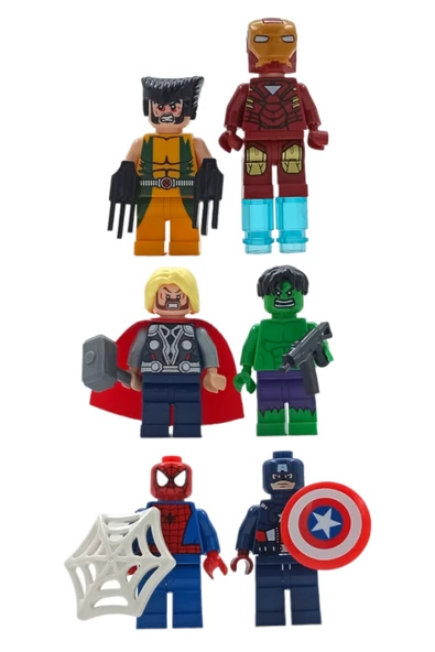 LEGO Tutkunlarını Heyecanlandıran Set: 5cm. Avengers 6'lı Figür ve Aksesuarları Oyun Seti - 4