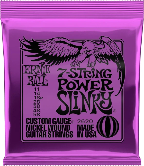 Ernie Ball P02620 Power Slinky 7 Telli Elektro Gitar Teli 011-58