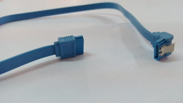 SATA Klipsli 90 Derece DATA Kablosu Mavi 50 cm