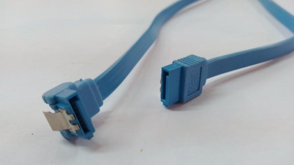SATA Klipsli 90 Derece DATA Kablosu Mavi 50 cm - 2