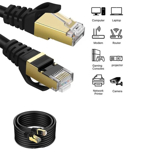 Cat 7 Patch Kablo Cat7 Ethernet Kablosu RJ45 İnternet Kablosu 40m - Resim 4