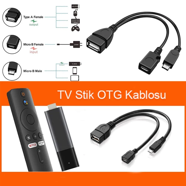 Tv stik otg 2 in1 mikro otg kablo tvbox için otg kablo - 5