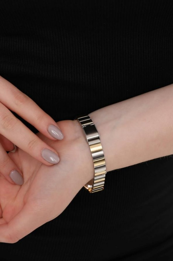 Lilith Roma Rakam Gümüş Kadran Gold-Gümüş Kordon Kadın Kol Saati - Resim 6