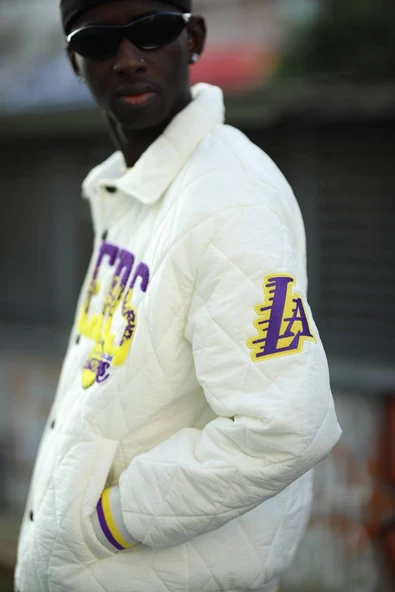 Oversize Nakış Desenli Yakalı Altı Lastikli Çıt Çıt Kapamalı Baharlık Kapitone Kolej Mont - 3