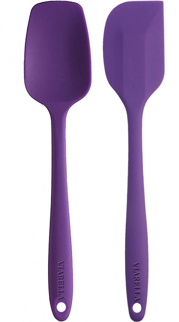 Silikon Kaşık Spatula Seti 6lı Yanmaz Yapışmaz Çizmez Mor-Gri-Siyah - 2