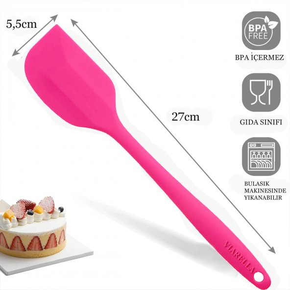 Silikon Spatula Set 3Lü Büyük Boy Yanmaz Çizmez Fuşya - 2