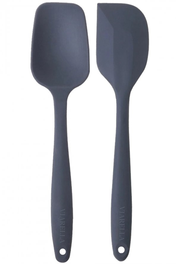 Silikon Kaşık Spatula Seti 6lı Yanmaz Yapışmaz Çizmez Mor-Gri-Siyah - 3