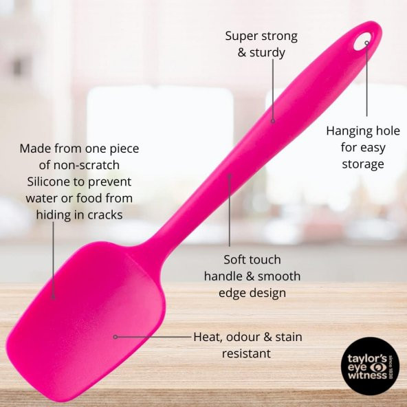 Silikon Kaşık Seti 3lü Büyük Boy Yanmaz Yapışmaz Çizmez Fuşya - 4