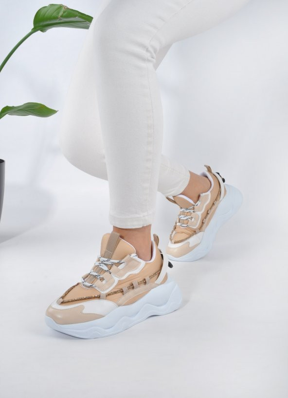 Kalın Taban Rahat Bağcıklı Kadın Sneaker Spor Ayakkabı - 6