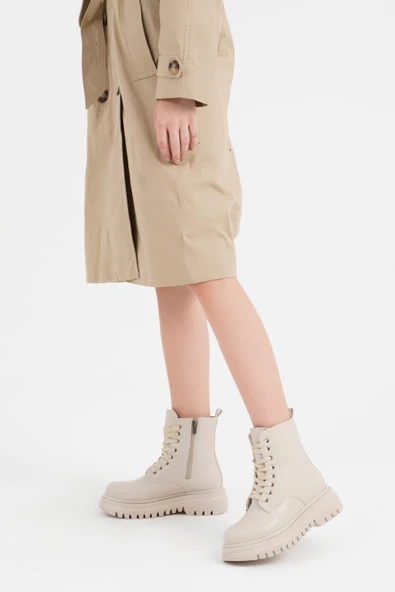 Kadın Bağcıklı Bot Postal Kalın Tırtık Tabanlı Rahat Ayakkabı - 9