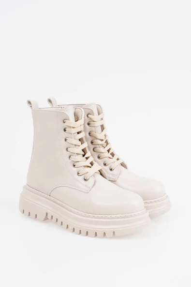 Kadın Bağcıklı Bot Postal Kalın Tırtık Tabanlı Rahat Ayakkabı - 10