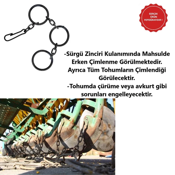 Hububat Mibzeri Sürgü Zinciri-Tohum Kapatıcı-10 mm-2 Adet - 2