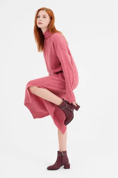 Kadın Topuklu Bot Düğüm Aksesuarlı Yuvarlak Burun Ayakkabı - 9