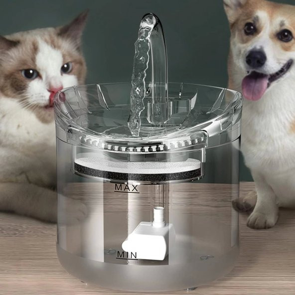 Kedi Köpek Şeffaf Sessiz Otomatik Su Çeşmesi 1.8 Lt Kapasiteli - 2