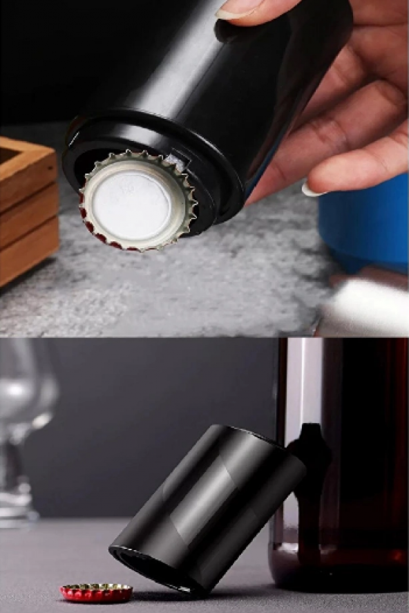 Otomatik & Pratik Şişe Açma Bas Çek Şişe Soda Gazoz Kapağı Açacağı Tirbuşon - 4