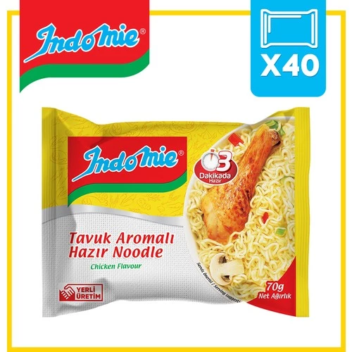 İndomie 40'lı Tavuk Aromalı Hazır Noodle Koli