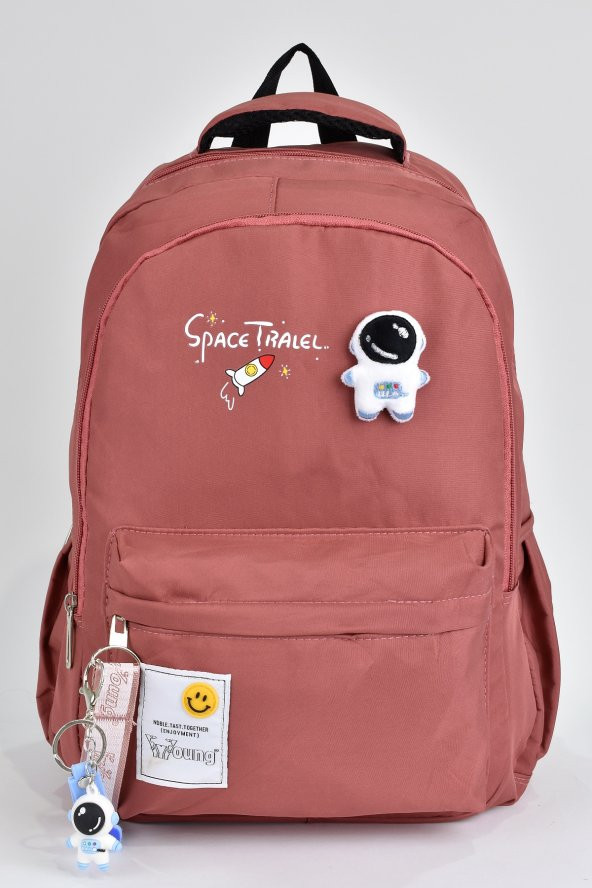 Elatae Unisex Çok Gözlü Günlük Seyahat Okul Sırt Çantası Gül Kurusu 51497 ürün görseli