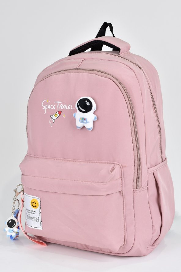 Elatae Unisex Çok Gözlü Günlük Seyahat Okul Sırt Çantası Pembe 51497 - Resim 2