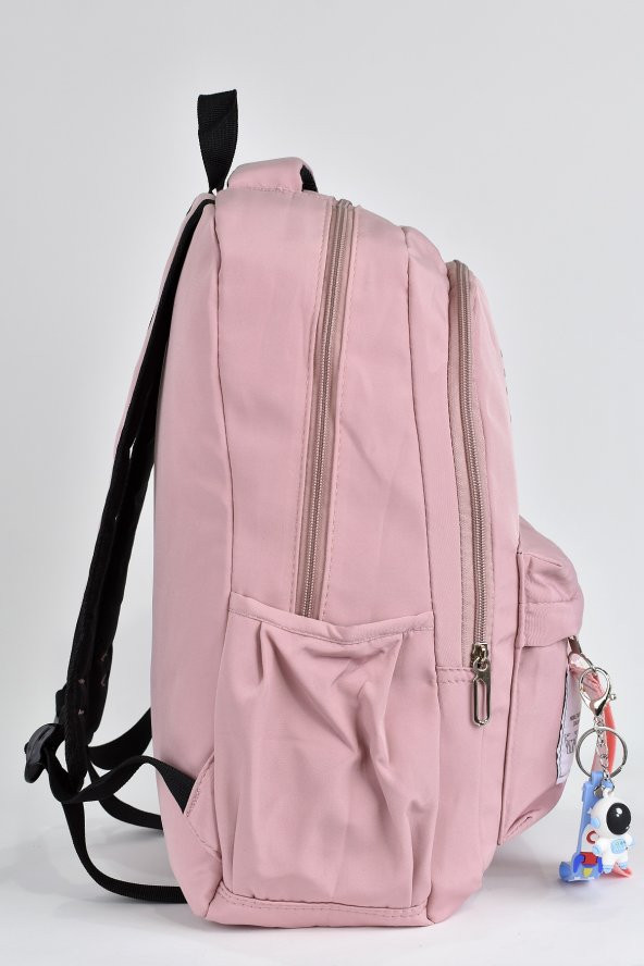 Elatae Unisex Çok Gözlü Günlük Seyahat Okul Sırt Çantası Pembe 51497 - Resim 3